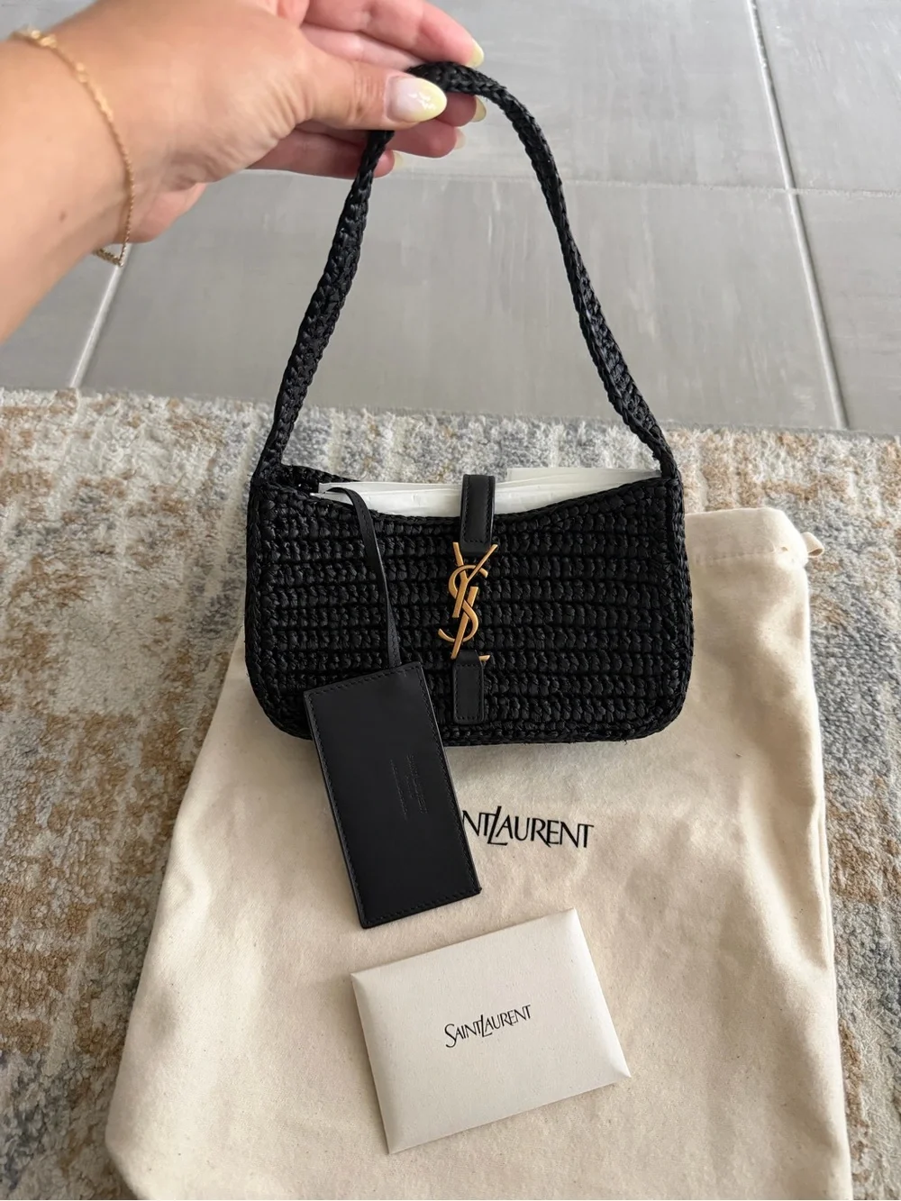 Saint Laurent YSL Le 5 A 7 Mini Raffia Shoulder Bag! - Picture 4 of 8